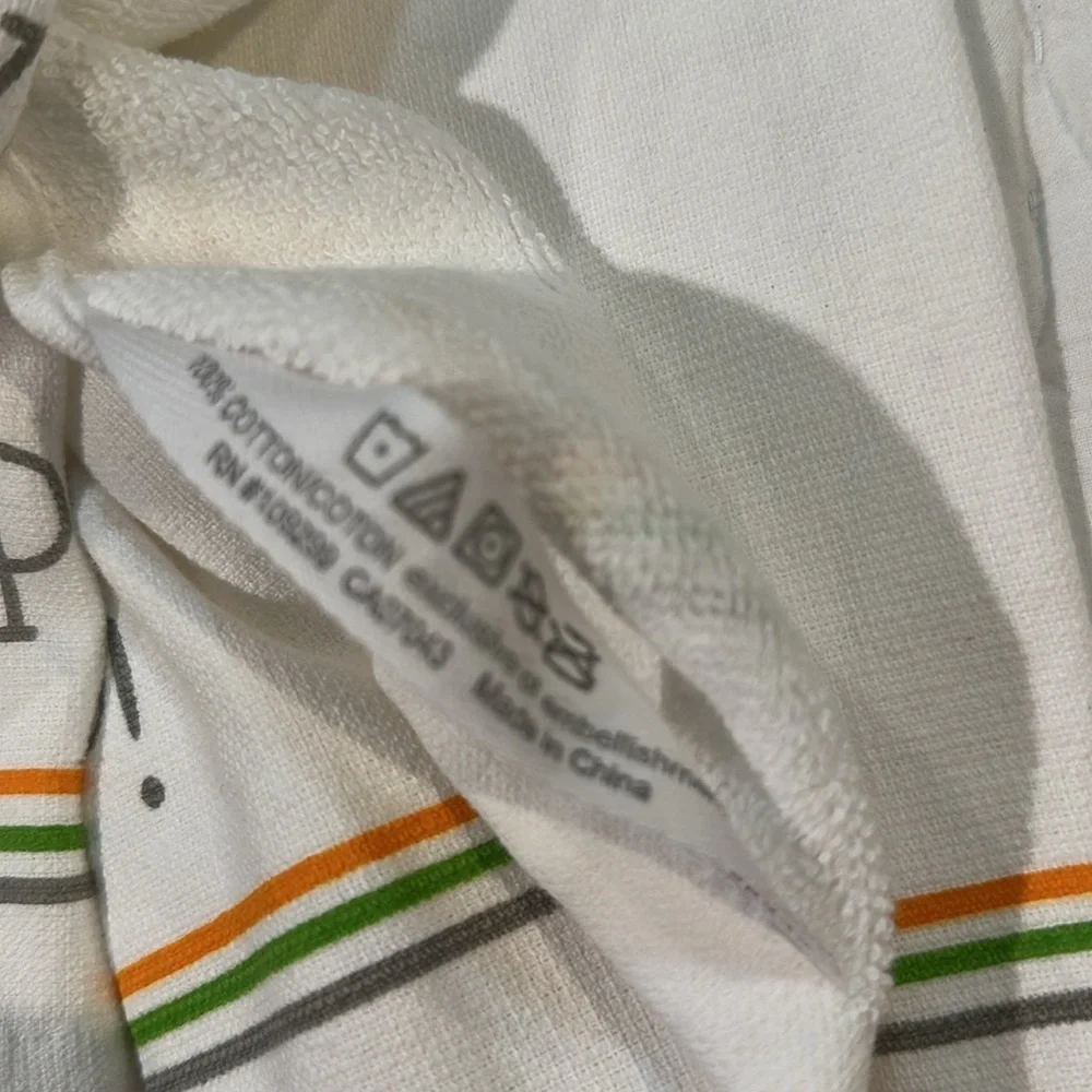 NWOT Casaba White Kitchen Towel with Green and Orange Accents